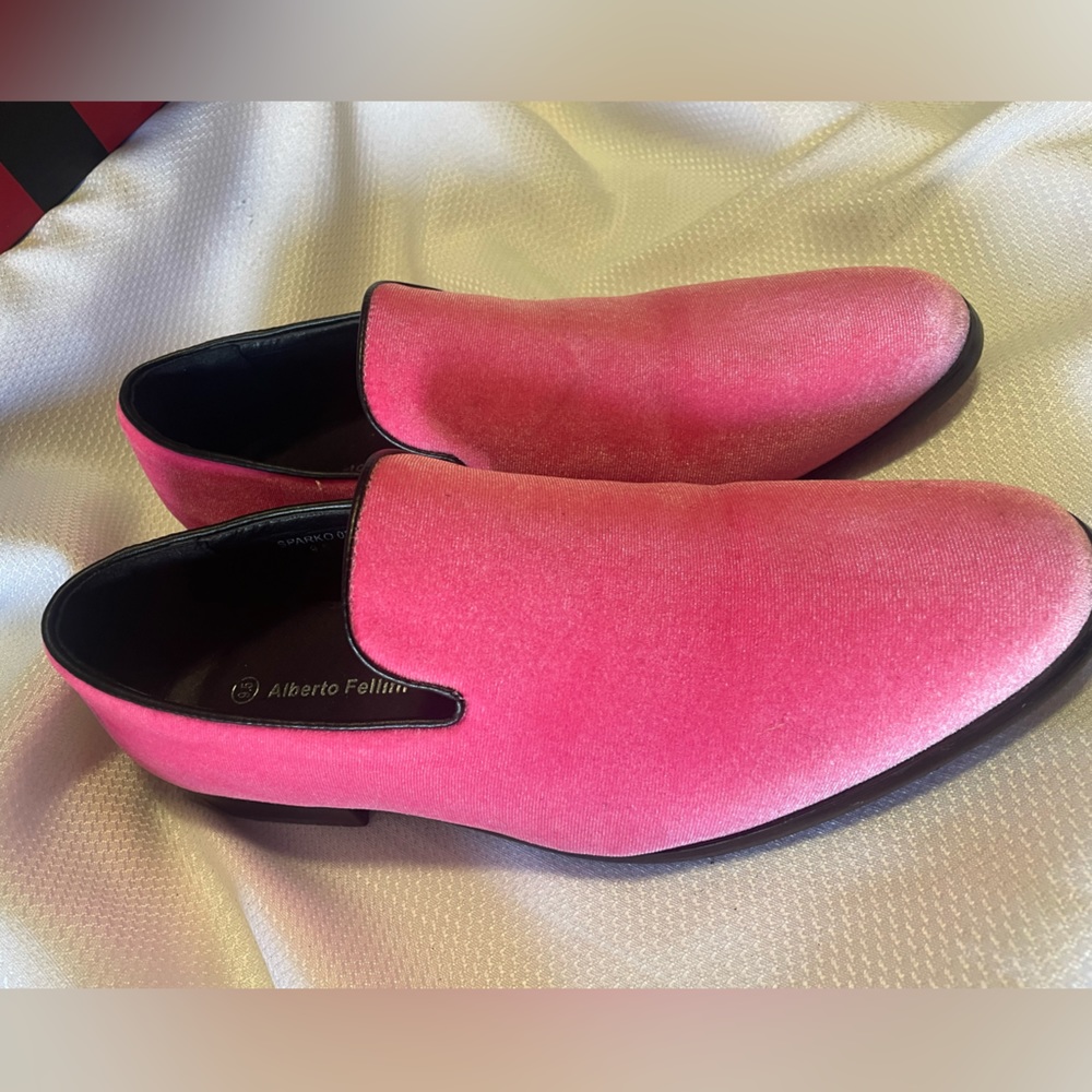 Hot Pink Faux Suede Men's Dress Shoes
